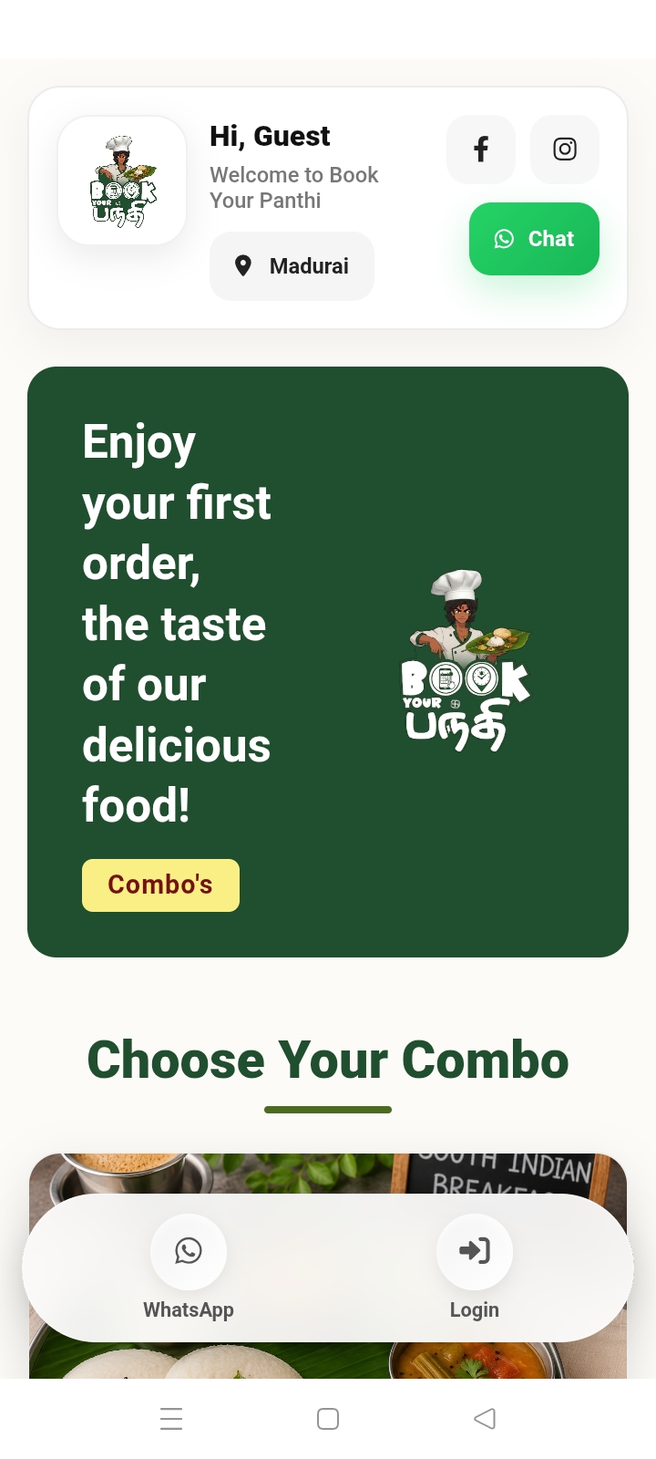 BookYourPandhi Main App Screen